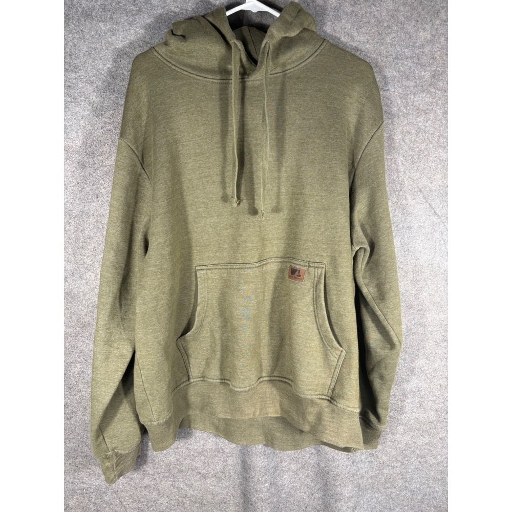 Wells Lamont Mens Large Hoodie Sweatshirt Olive Green Workwear Sleeve Graphic L